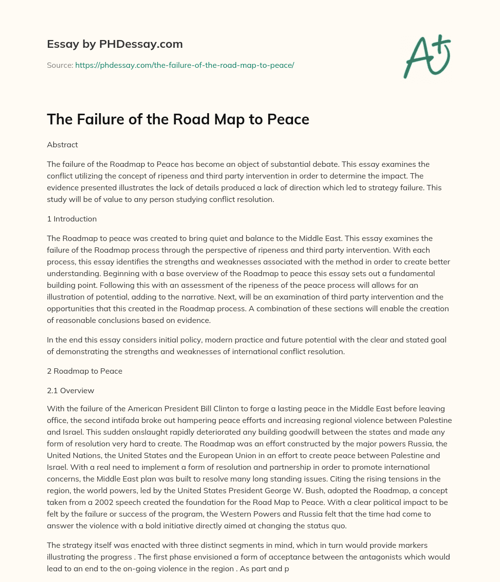 The Failure of the Road Map to Peace essay