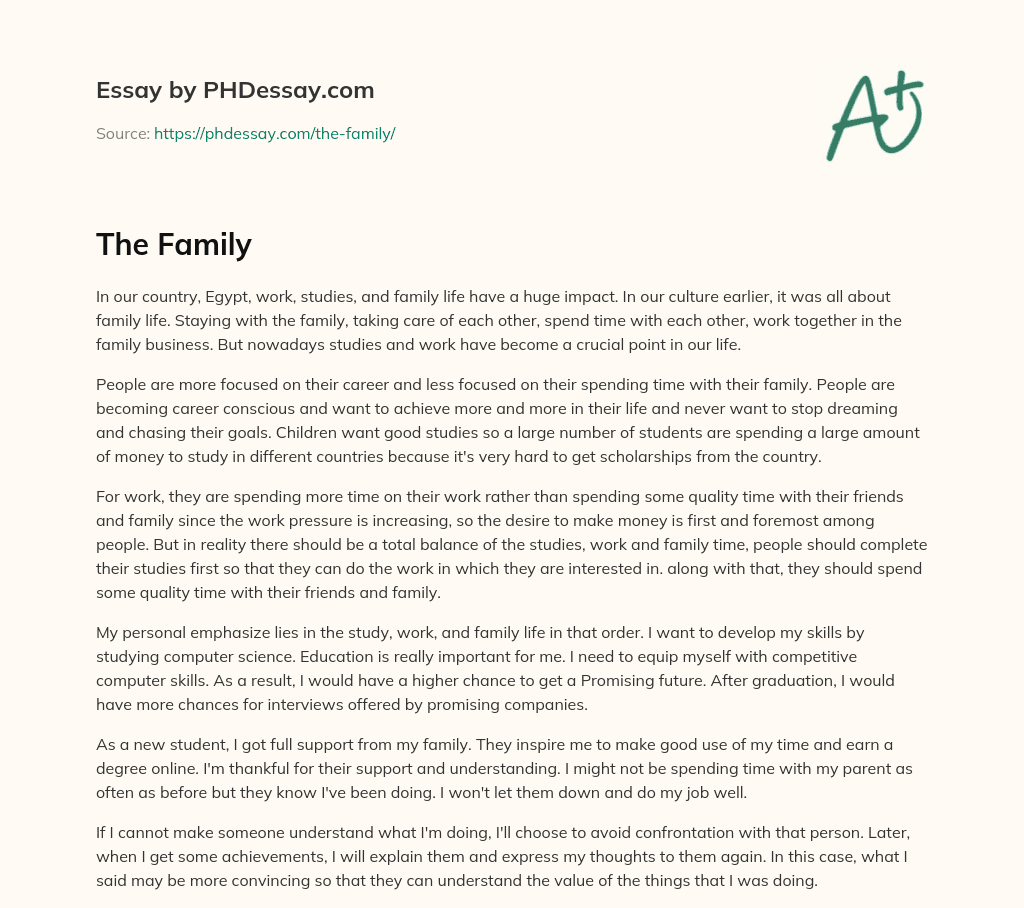 The Family 400 Words PHDessay