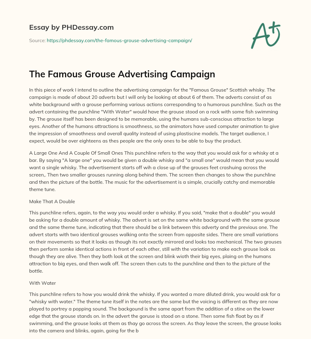 The Famous Grouse Advertising Campaign essay