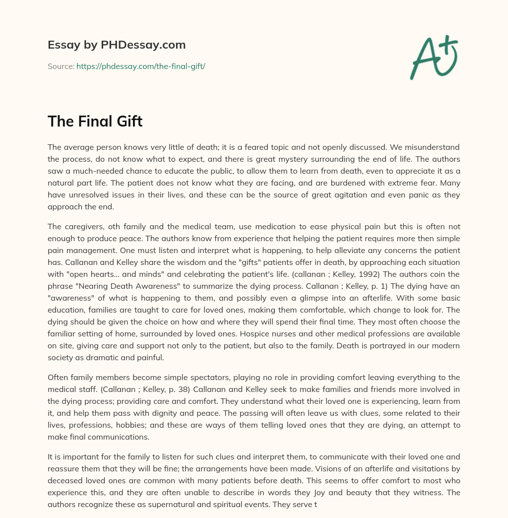 The Final Gift essay