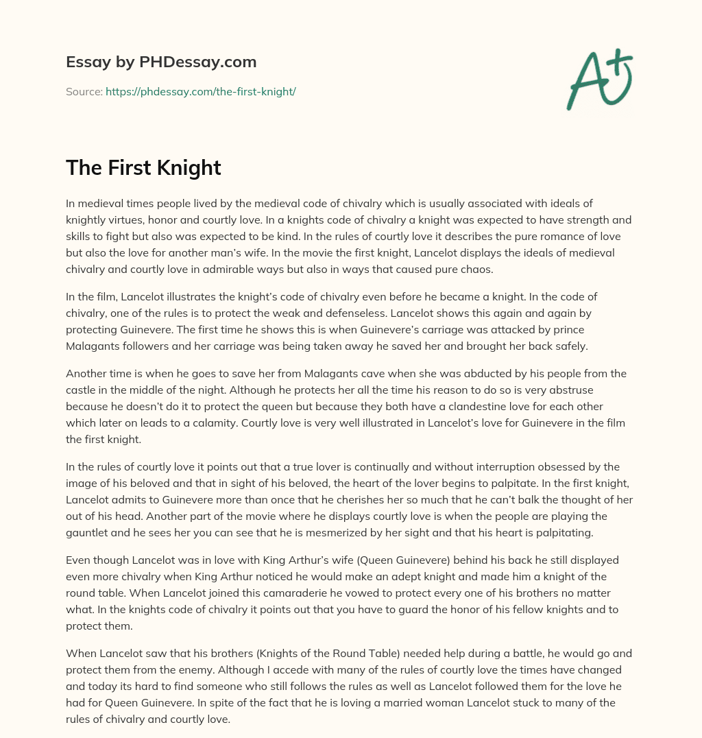 The First Knight essay