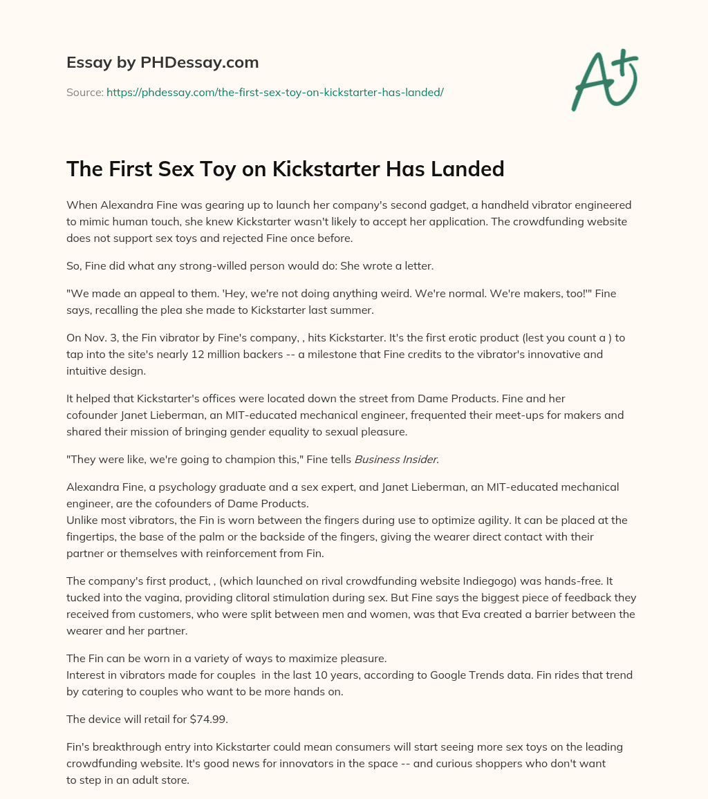 The First Sex Toy on Kickstarter Has Landed essay