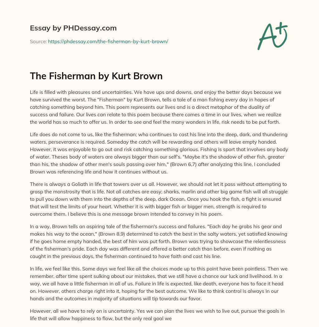 The Fisherman by Kurt Brown essay