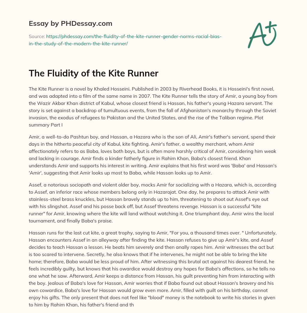 The Fluidity of the Kite Runner essay