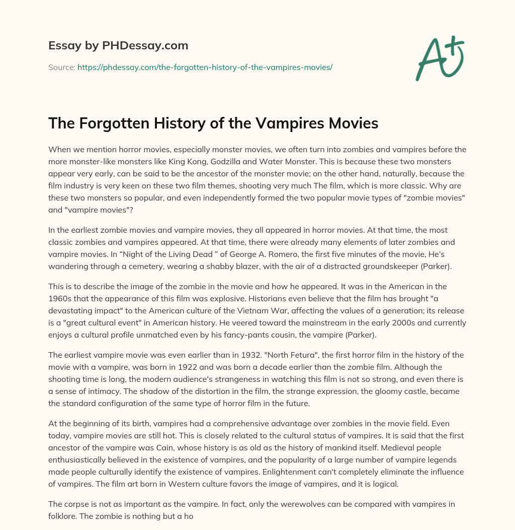 The Forgotten History of the Vampires Movies essay