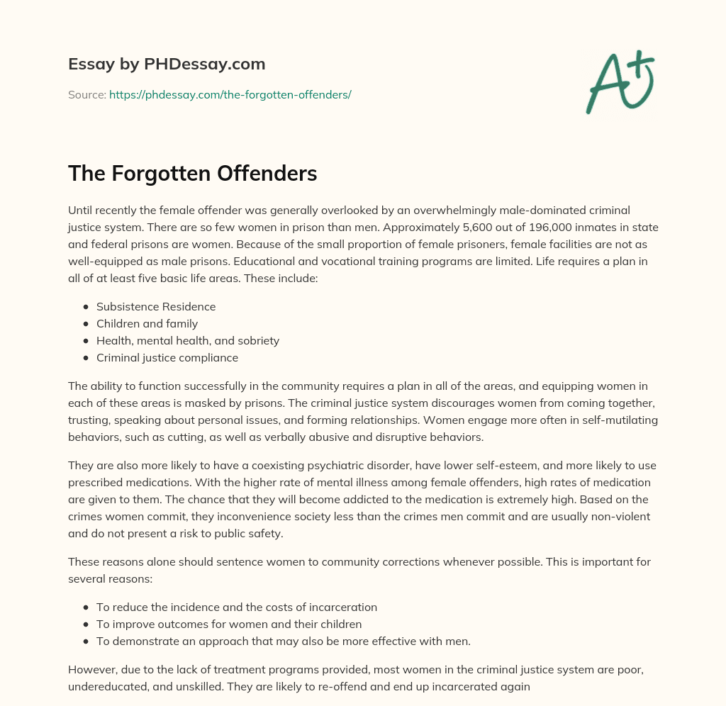 The Forgotten Offenders essay