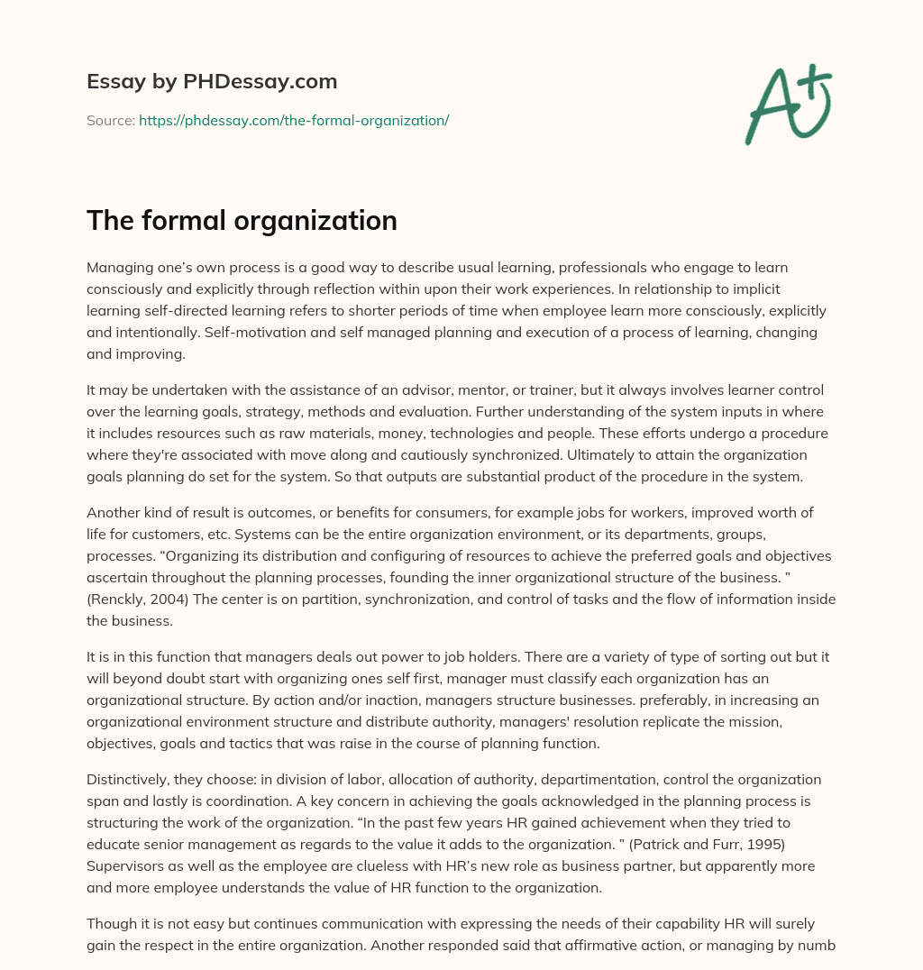 The formal organization essay