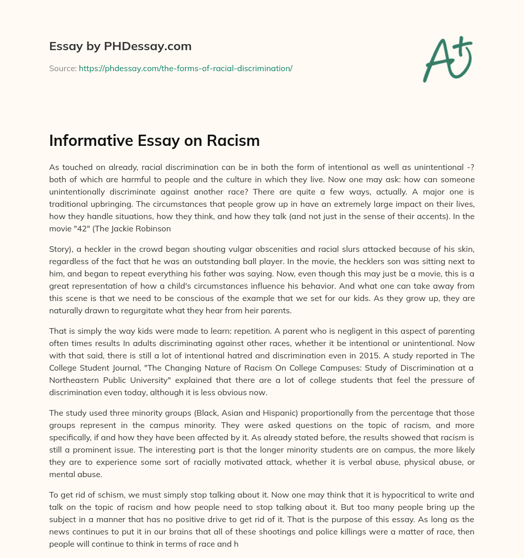 Informative Essay on Racism essay