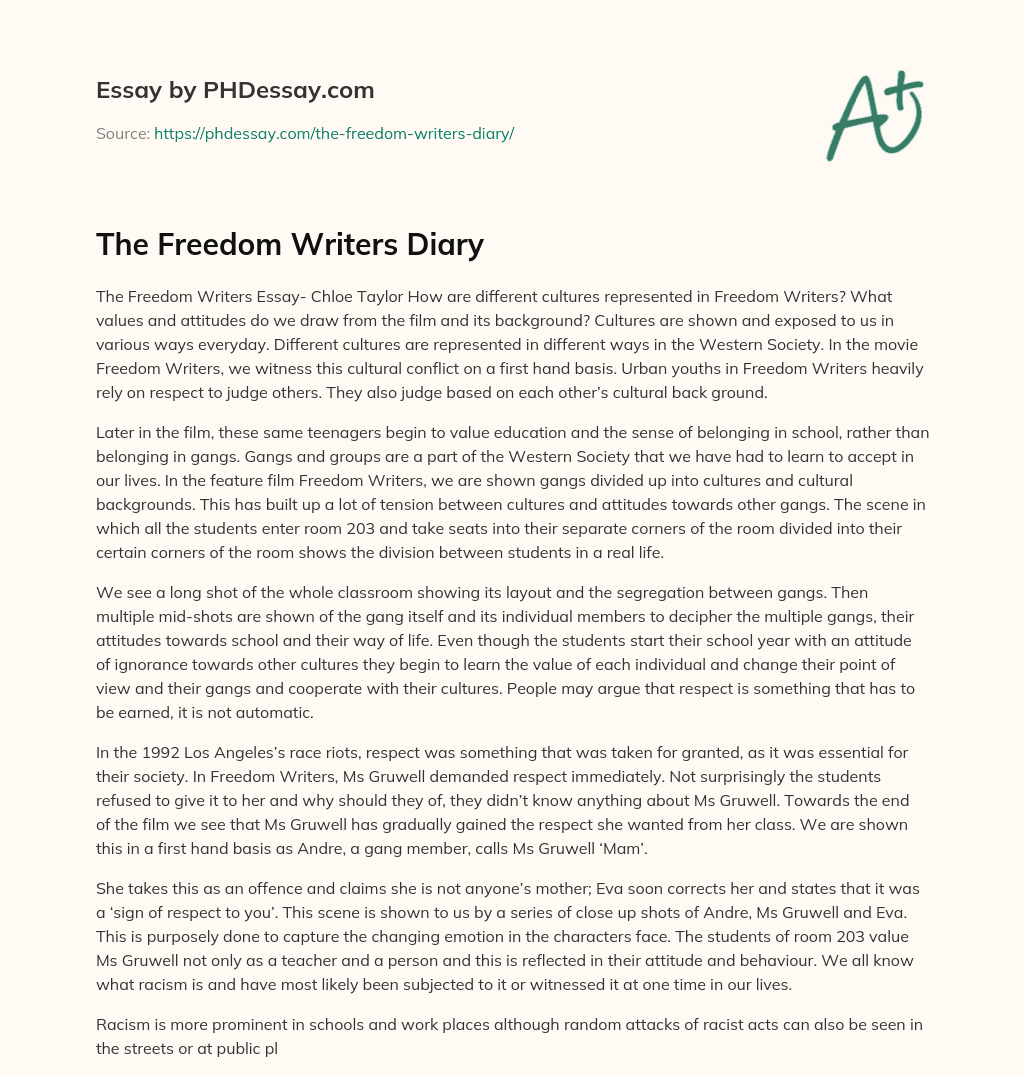 The Freedom Writers Diary essay