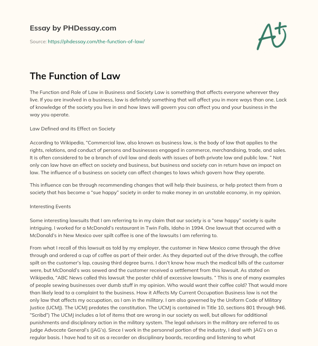 functions of law essay