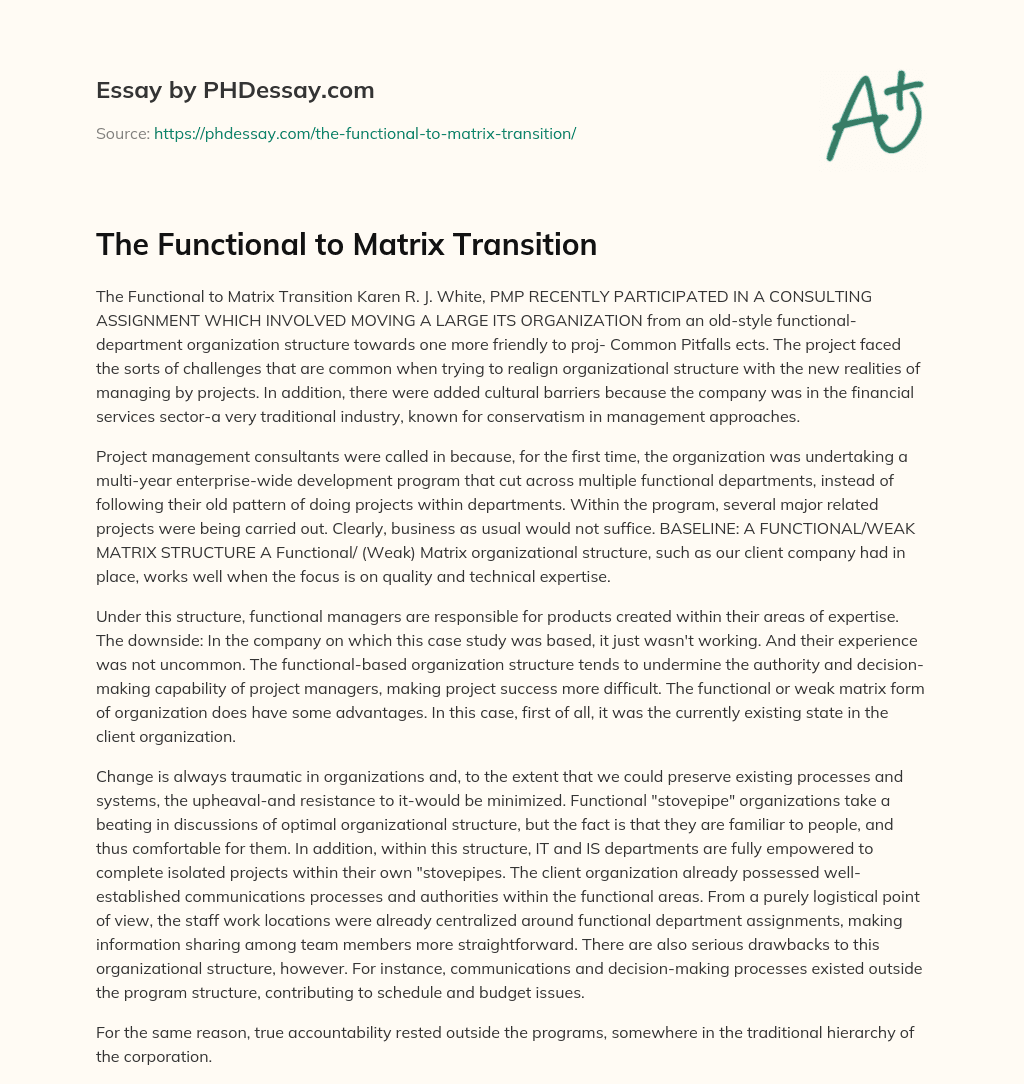 The Functional to Matrix Transition essay