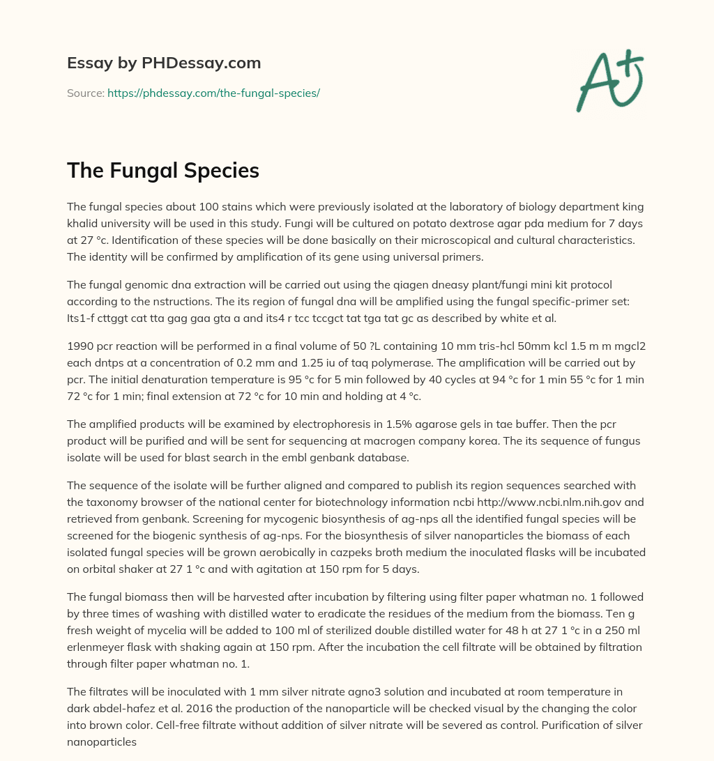 The Fungal Species essay