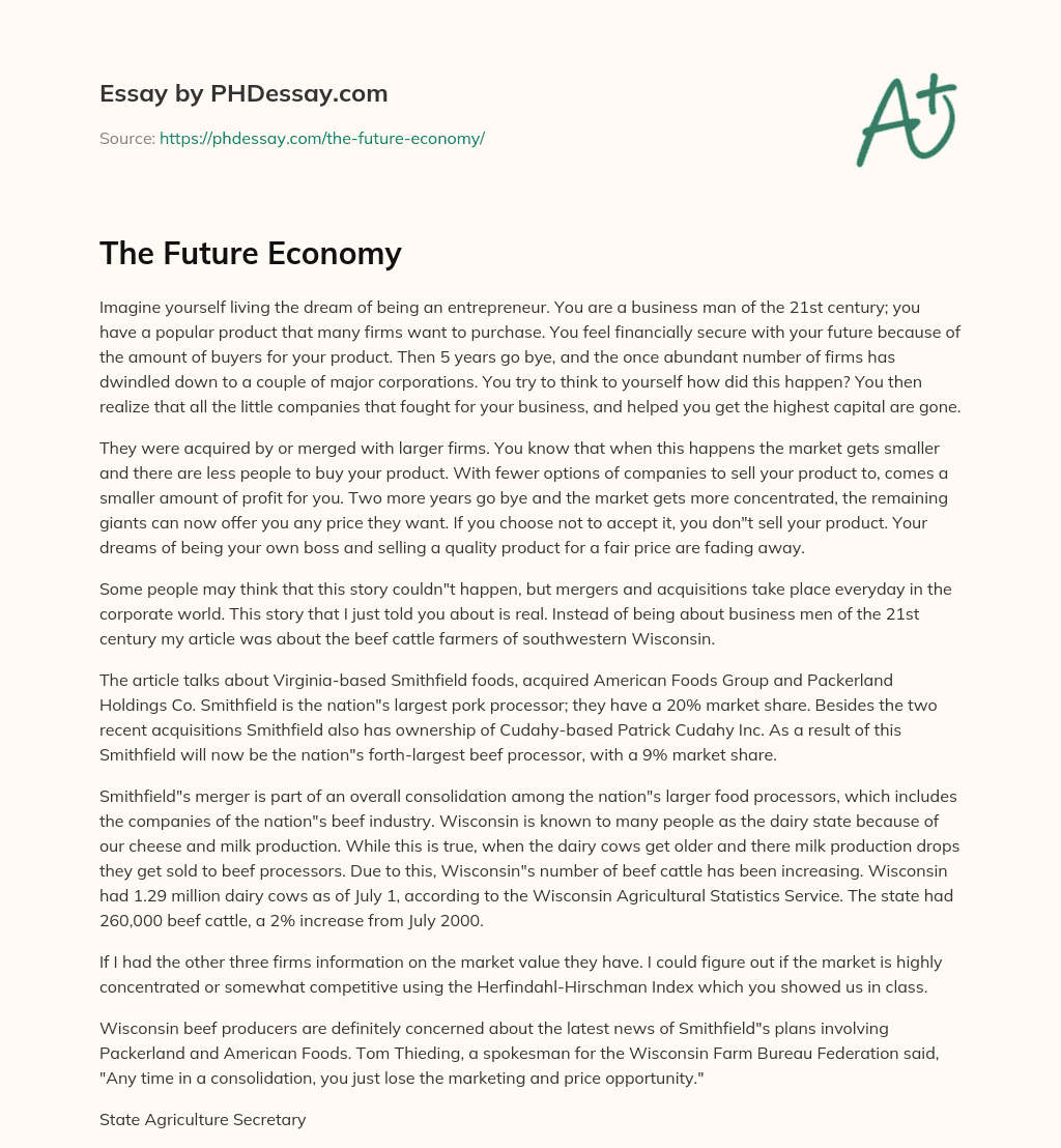 The Future Economy essay