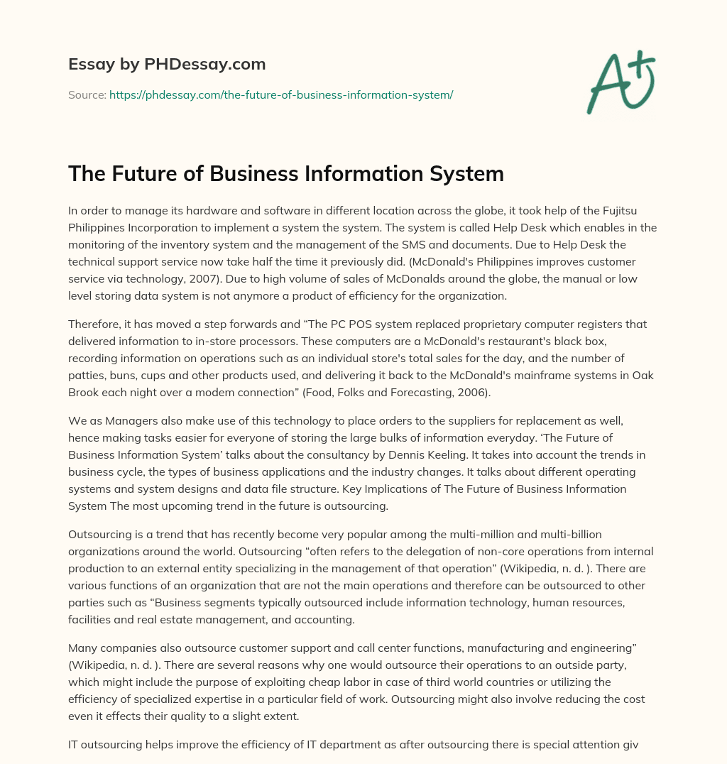 The Future of Business Information System essay