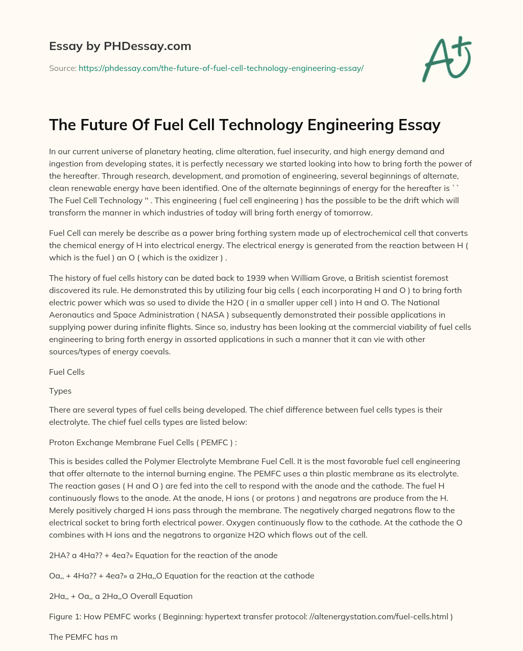 The Future Of Fuel Cell Technology Engineering Essay