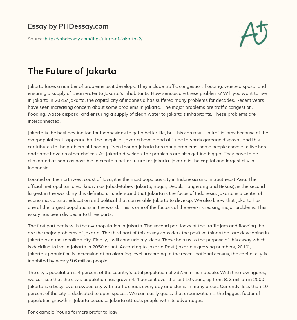 The Future of Jakarta essay