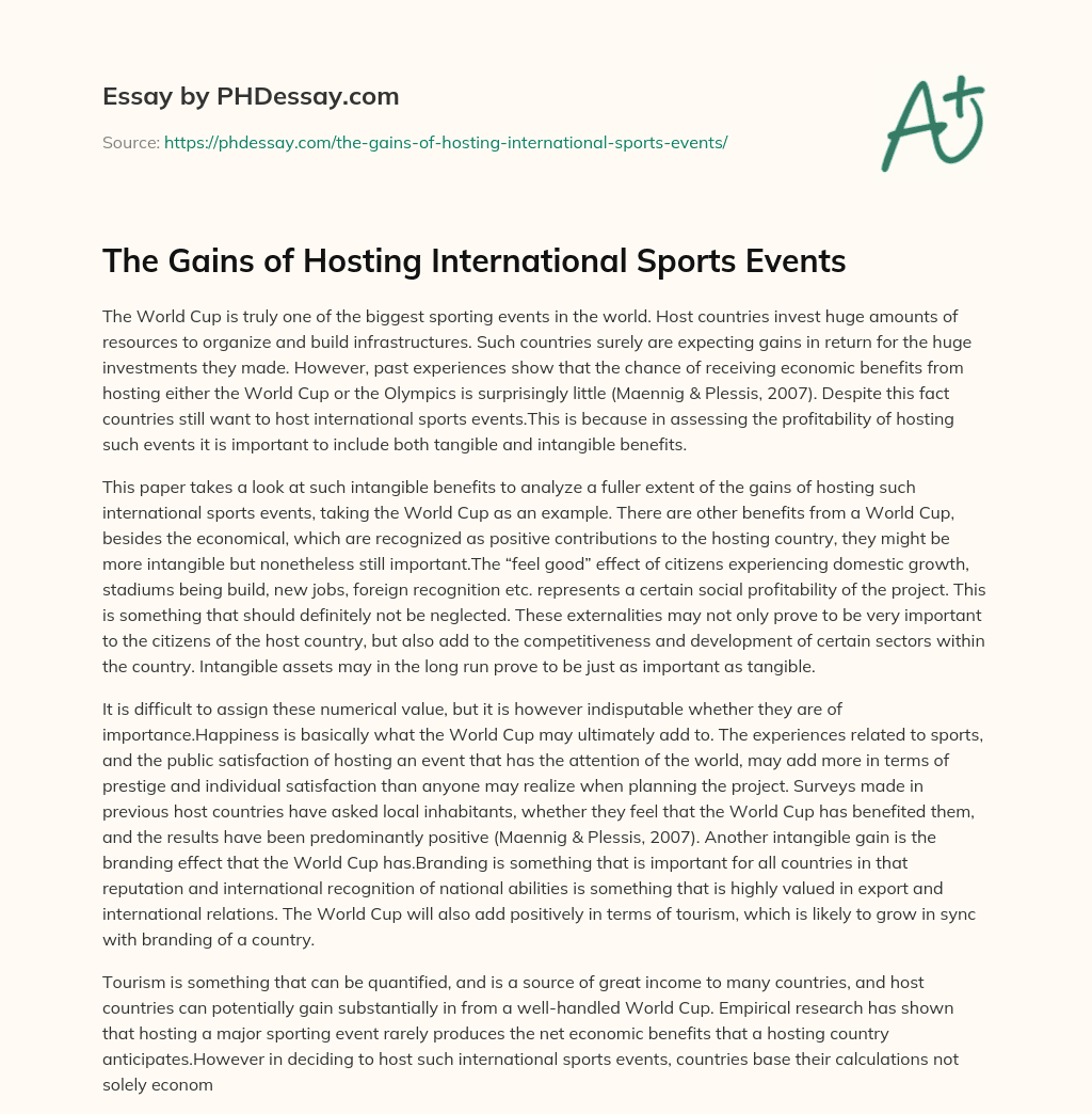 essay on international sporting events