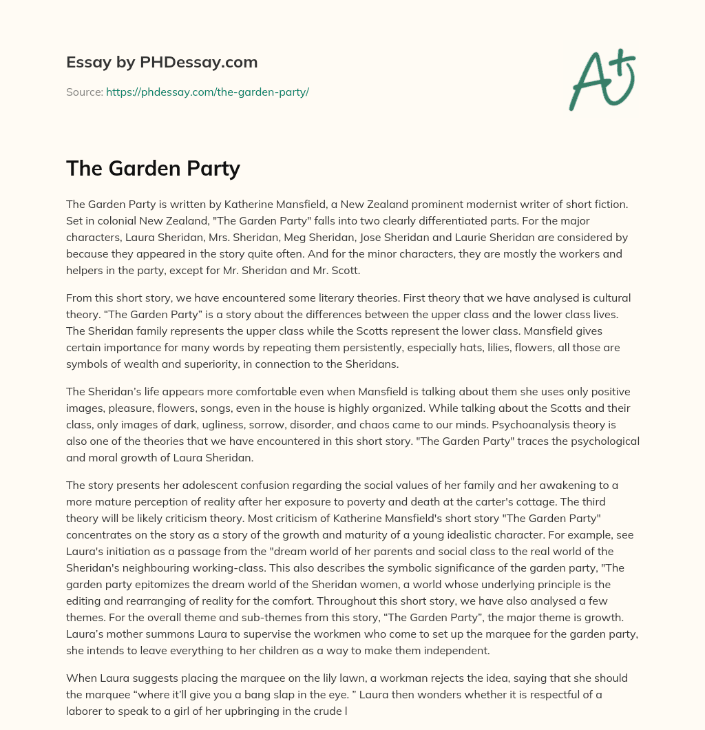 the garden party analysis essay