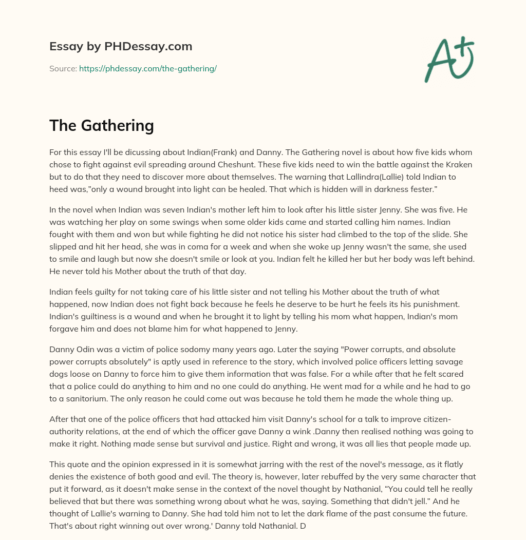 The Gathering 600 Words PHDessay