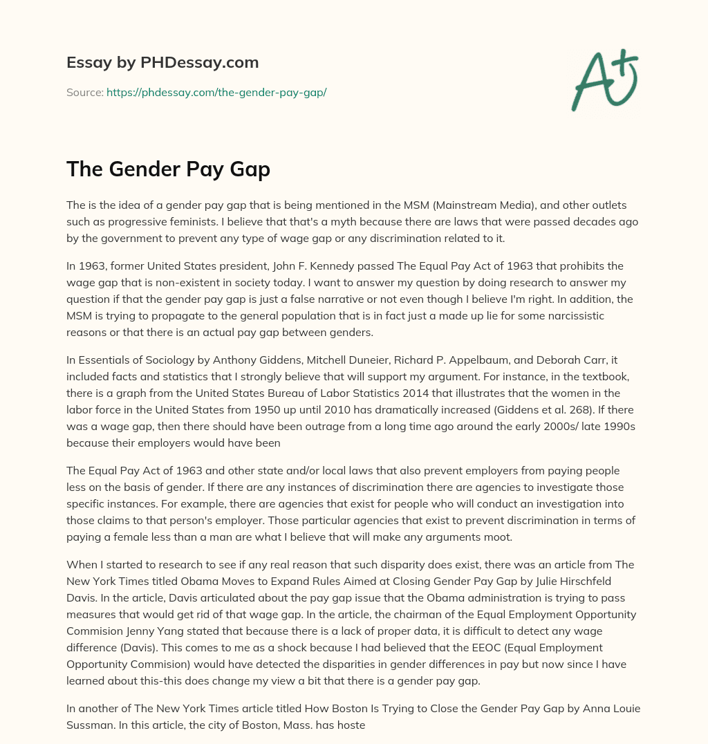 gender pay gap in the uk essay