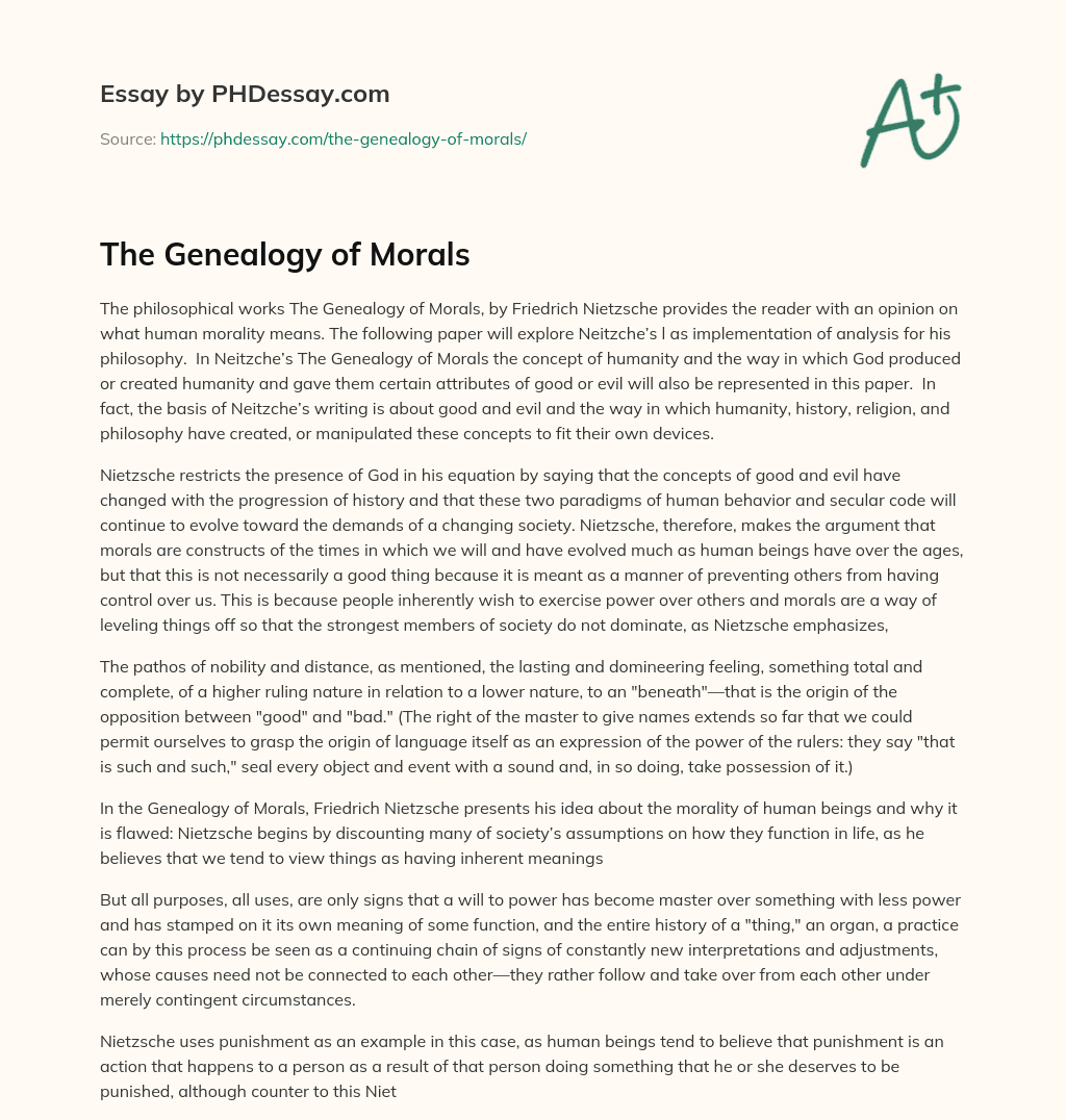 The Genealogy of Morals essay