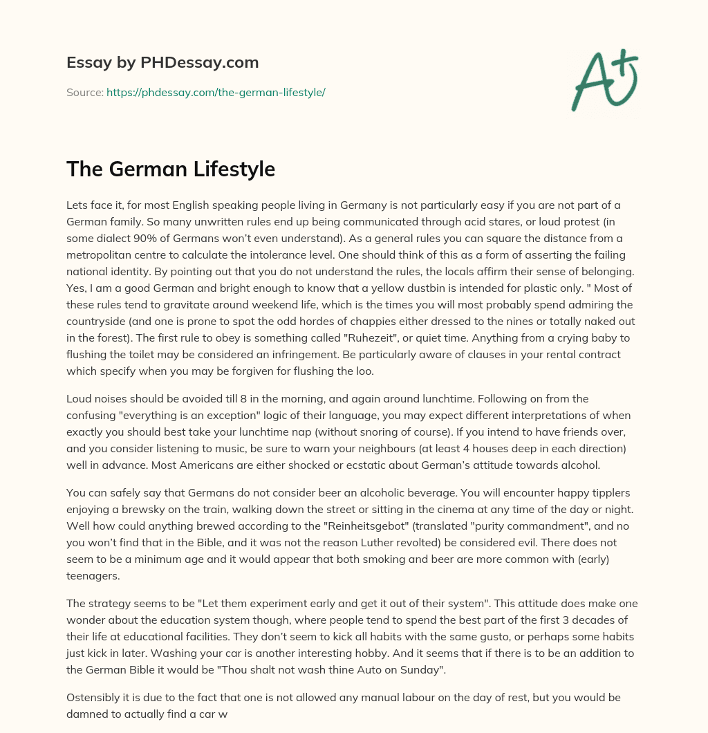 The German Lifestyle essay