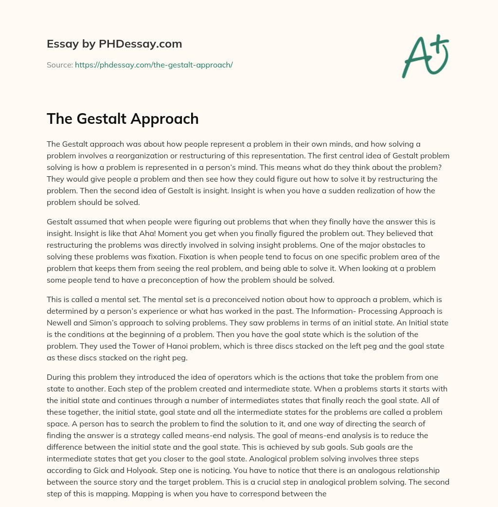 The Gestalt Approach essay