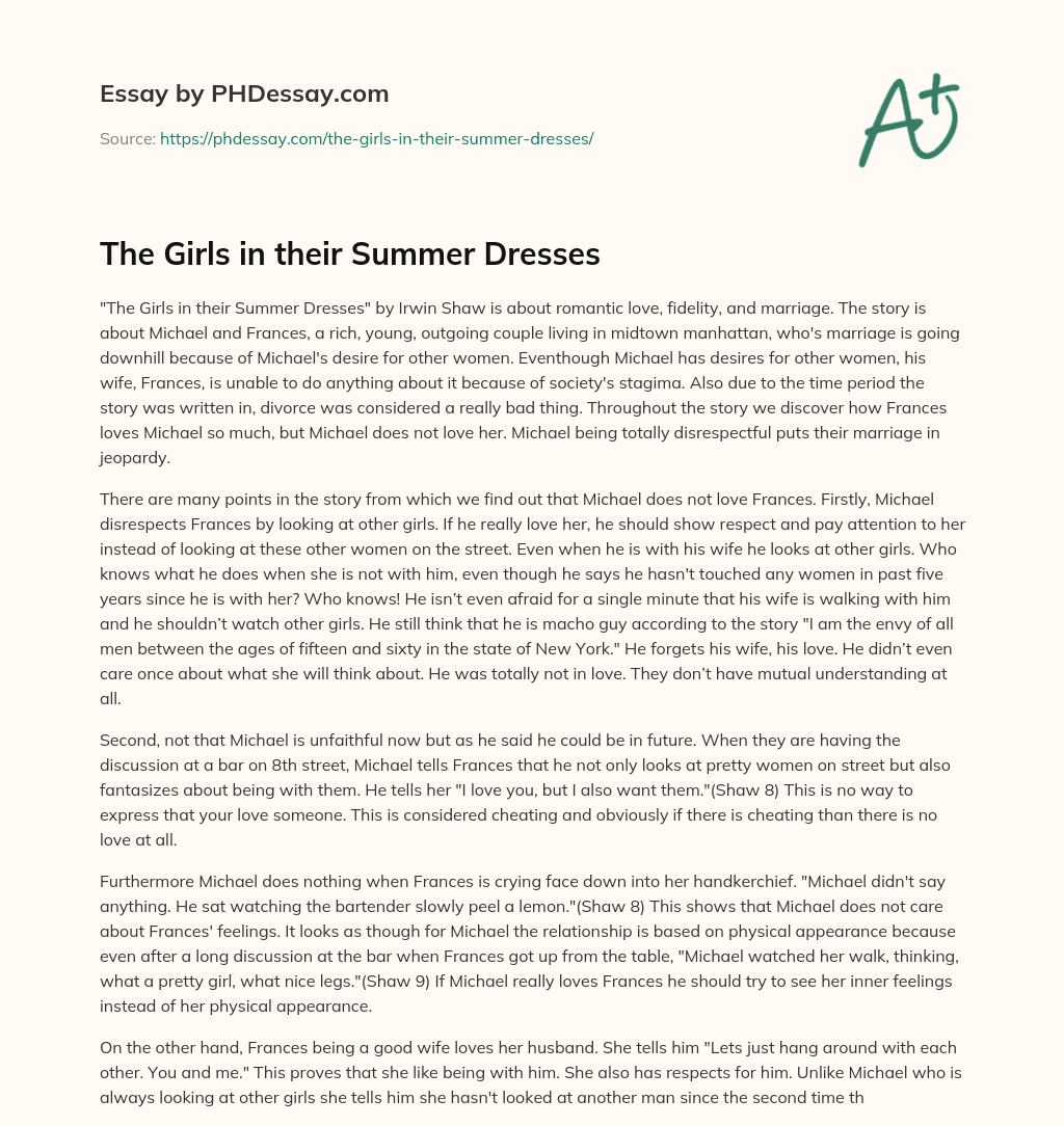 The Girls in their Summer Dresses essay