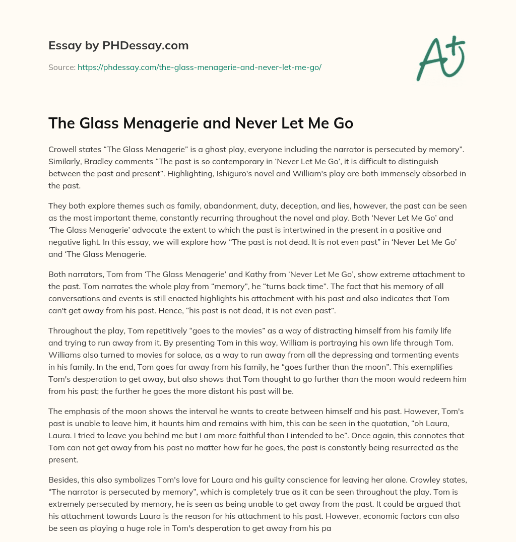 The Glass Menagerie and Never Let Me Go essay
