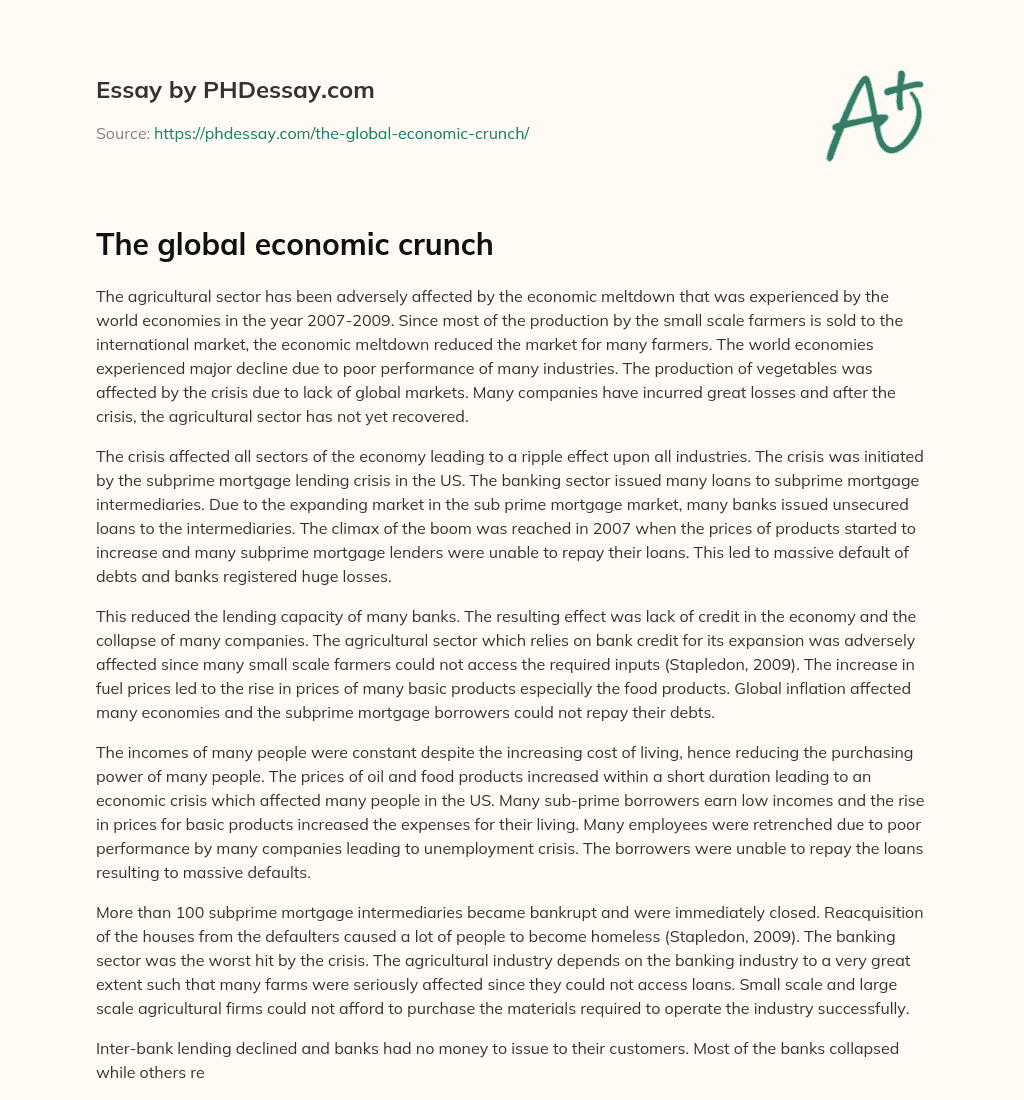 The global economic crunch essay