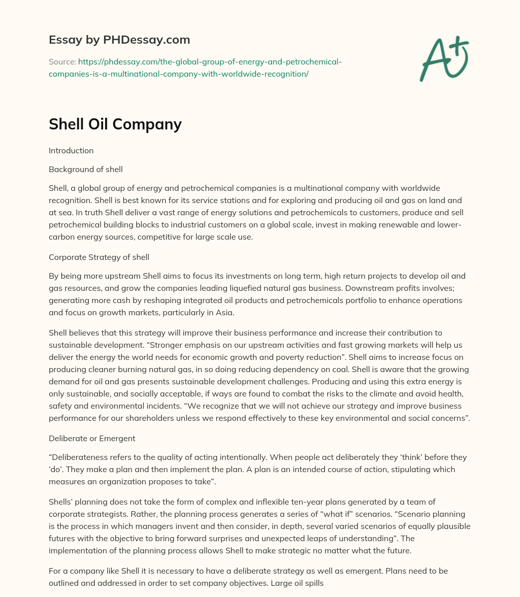Shell Oil Company essay