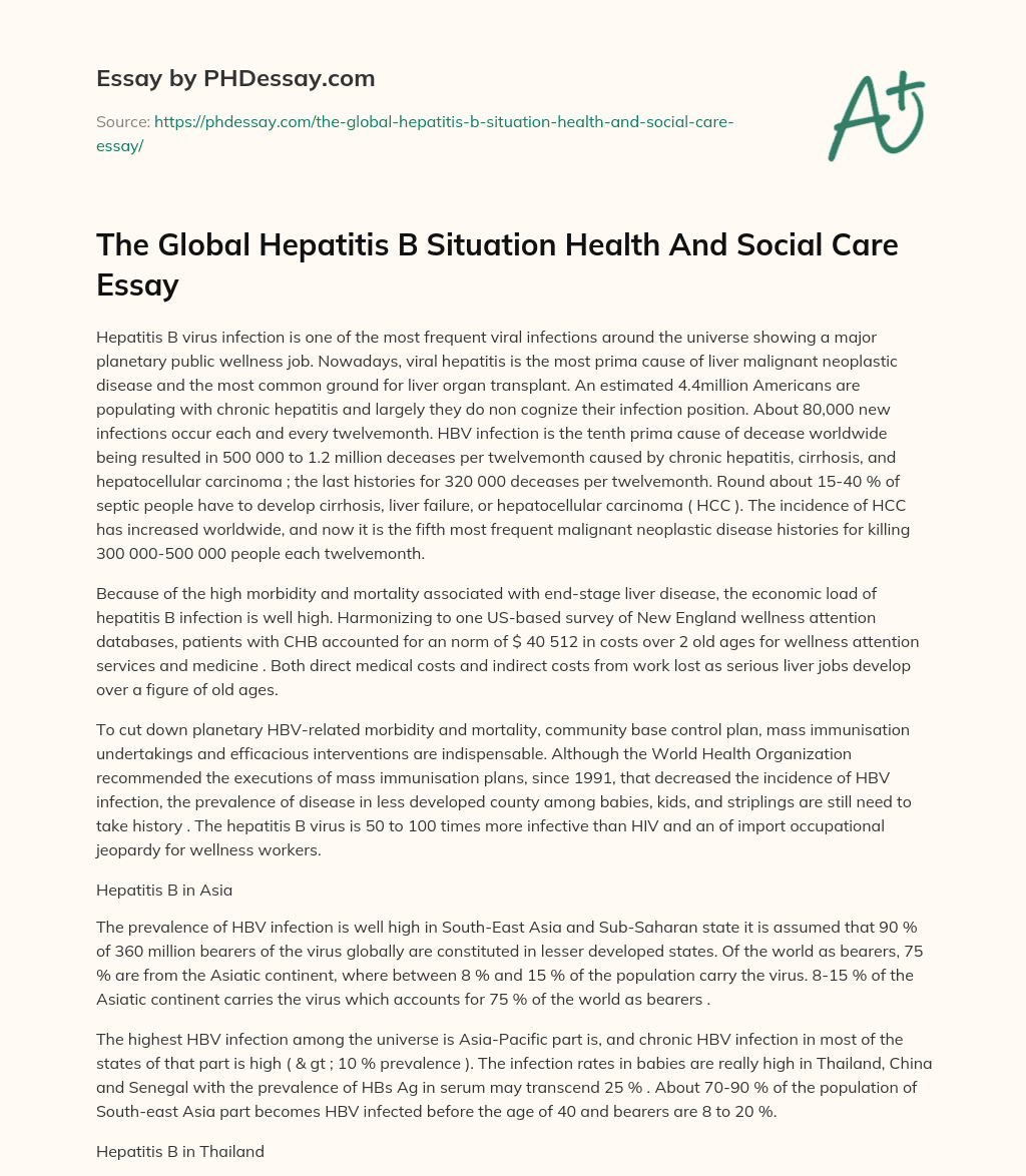 The Global Hepatitis B Situation Health And Social Care Essay essay