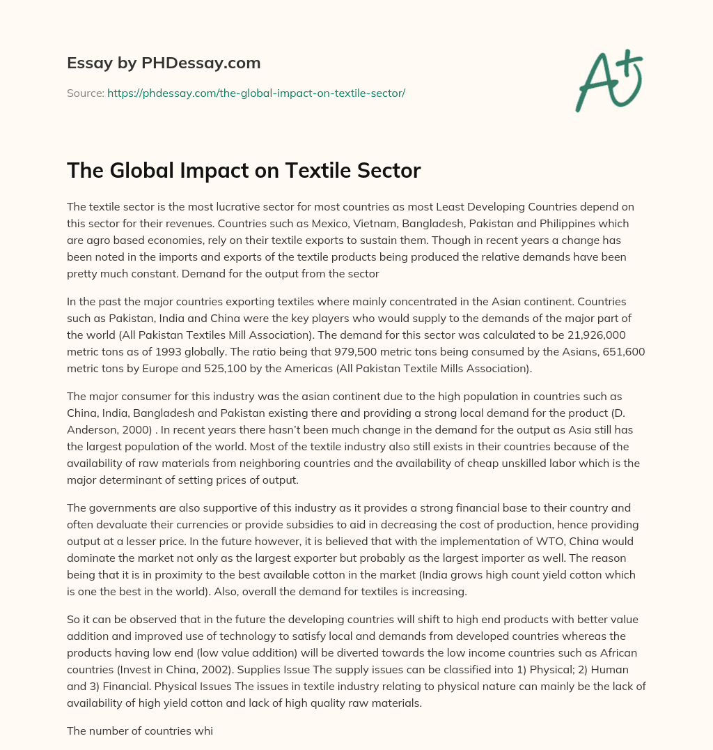 The Global Impact on Textile Sector essay