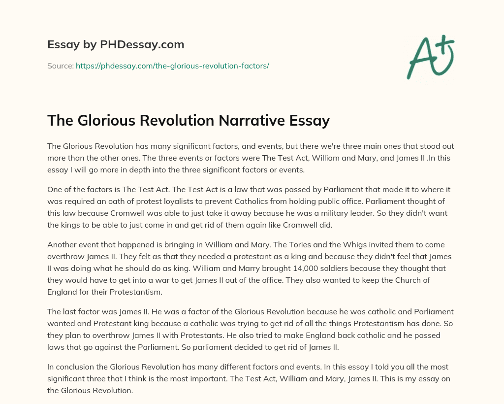 essay on glorious revolution