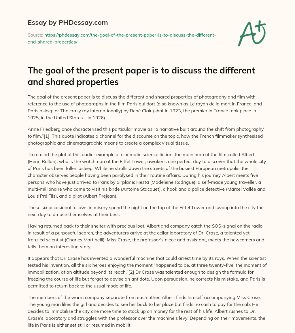 The goal of the present paper is to discuss the different and shared properties essay