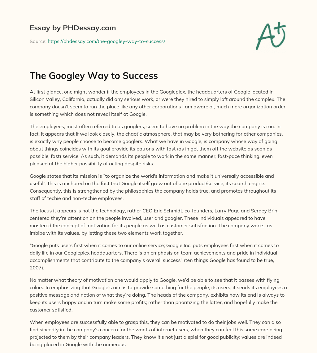 The Googley Way to Success essay