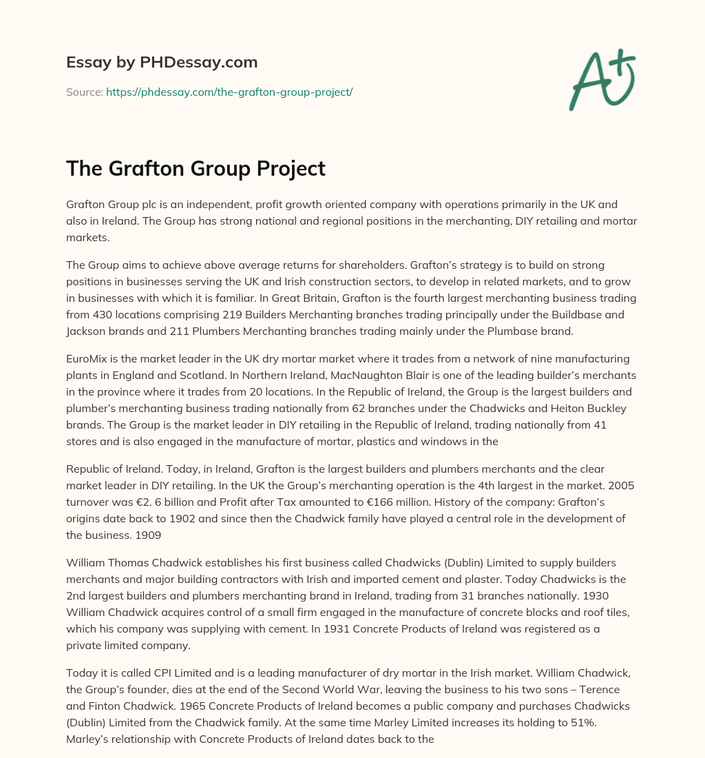 The Grafton Group Project essay