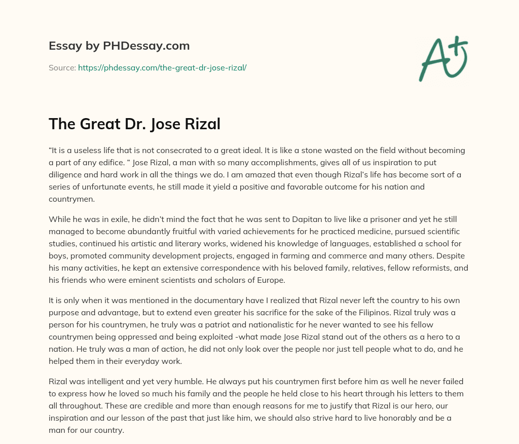 The Great Dr. Jose Rizal essay