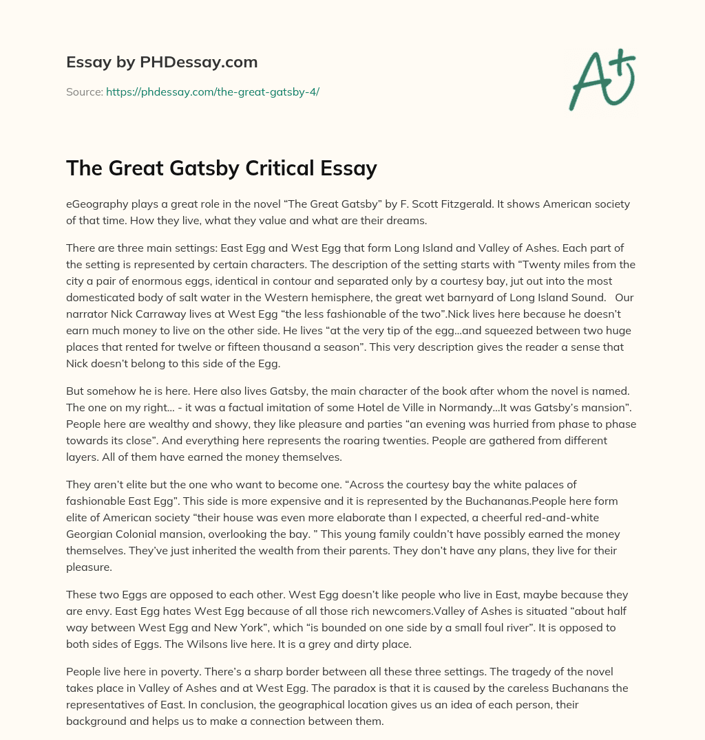 the great gatsby critical analysis pdf