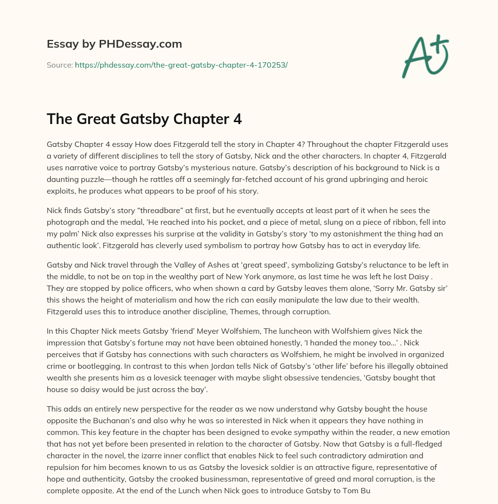The Great Gatsby Chapter 4 essay