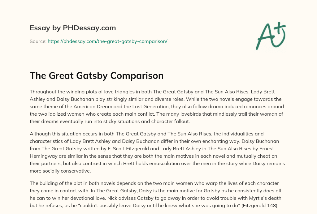 great gatsby comparison essay