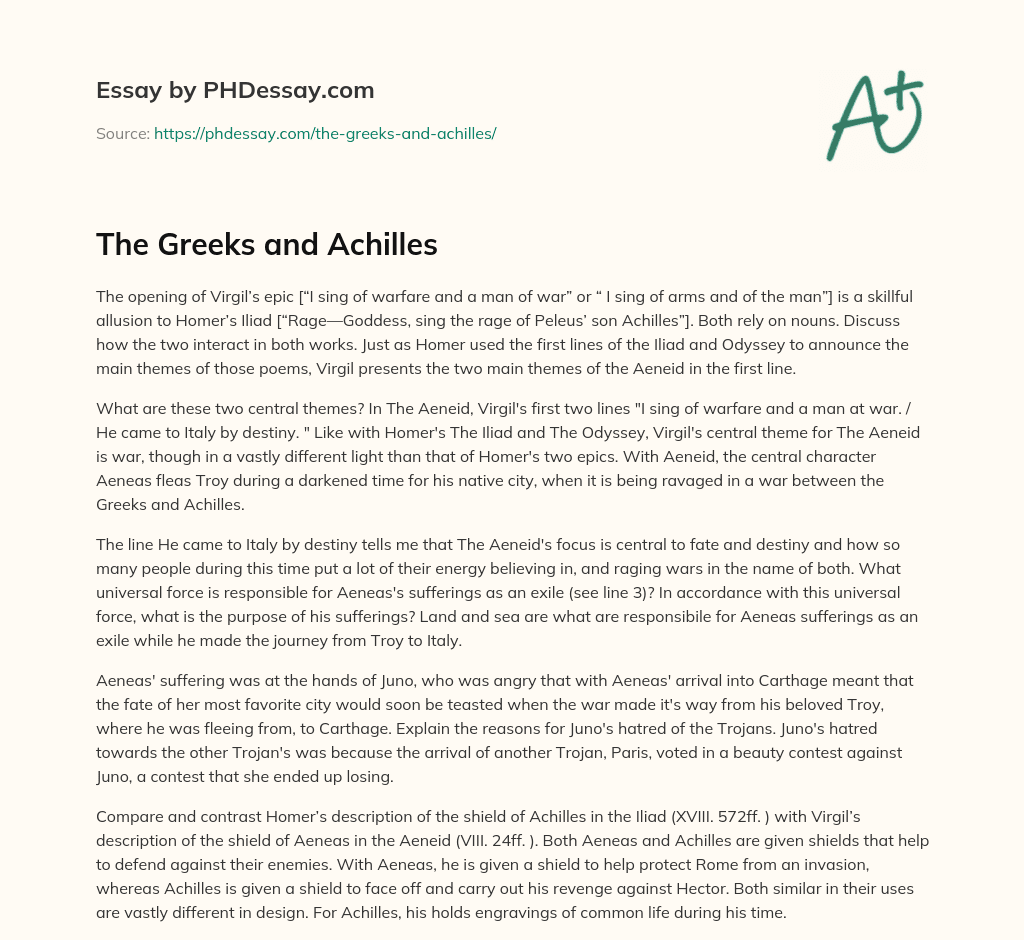 The Greeks and Achilles essay