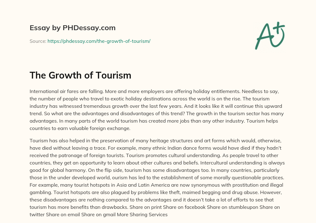 The Growth of Tourism essay