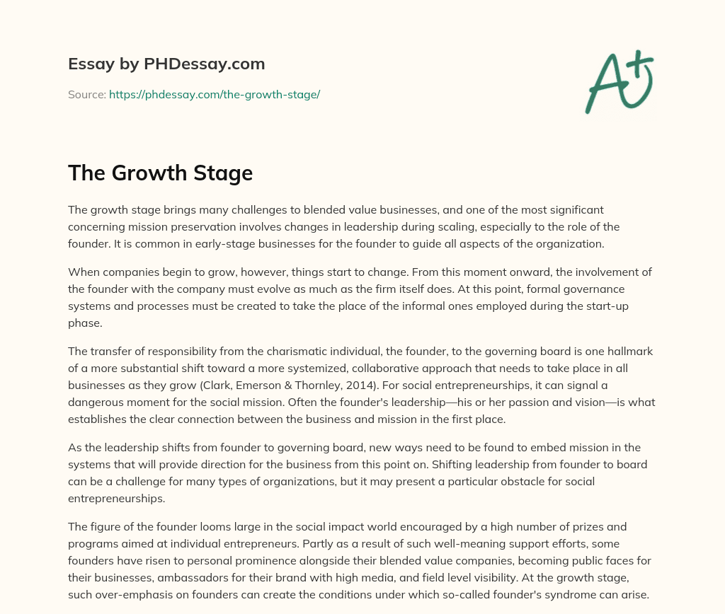The Growth Stage essay