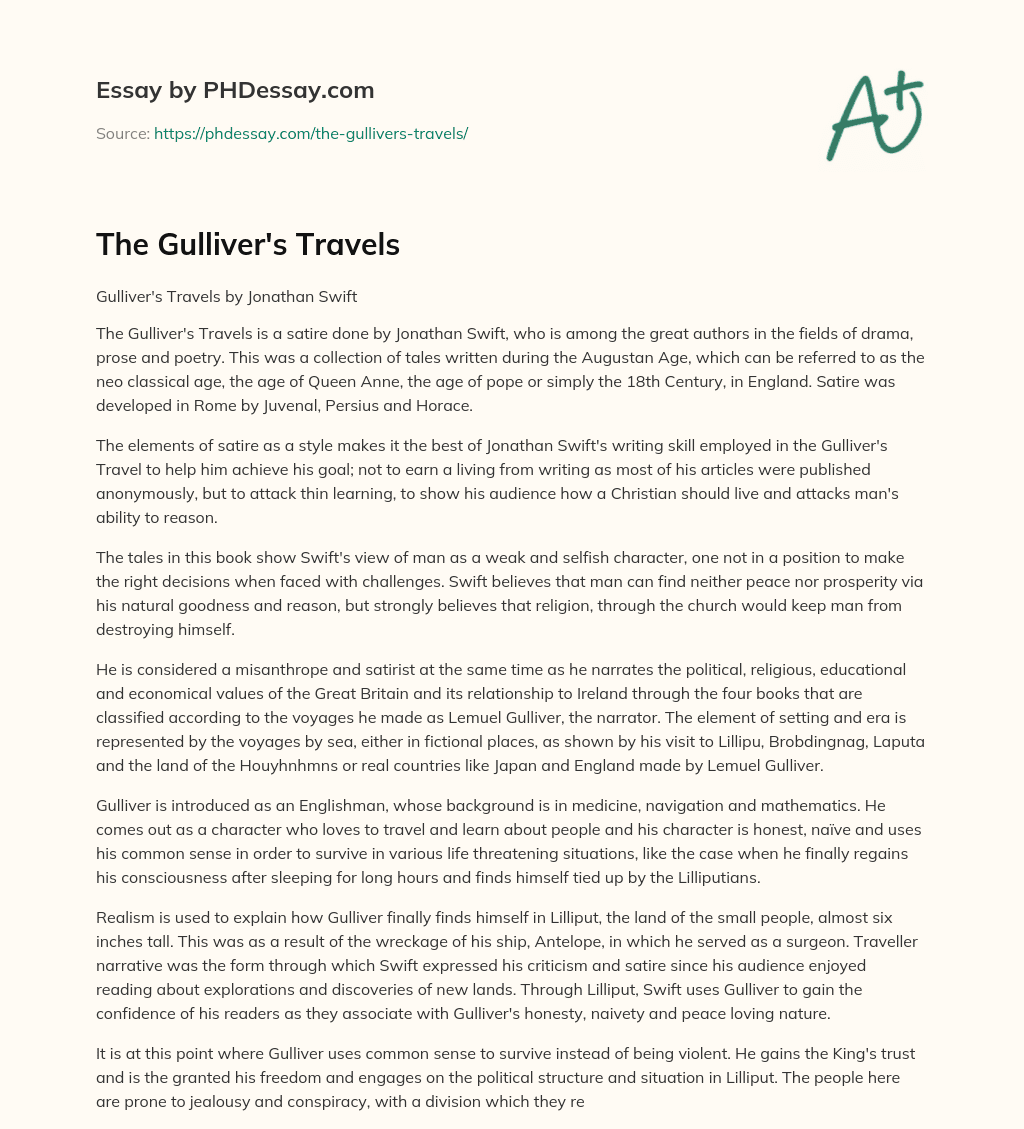 The Gulliver’s Travels essay
