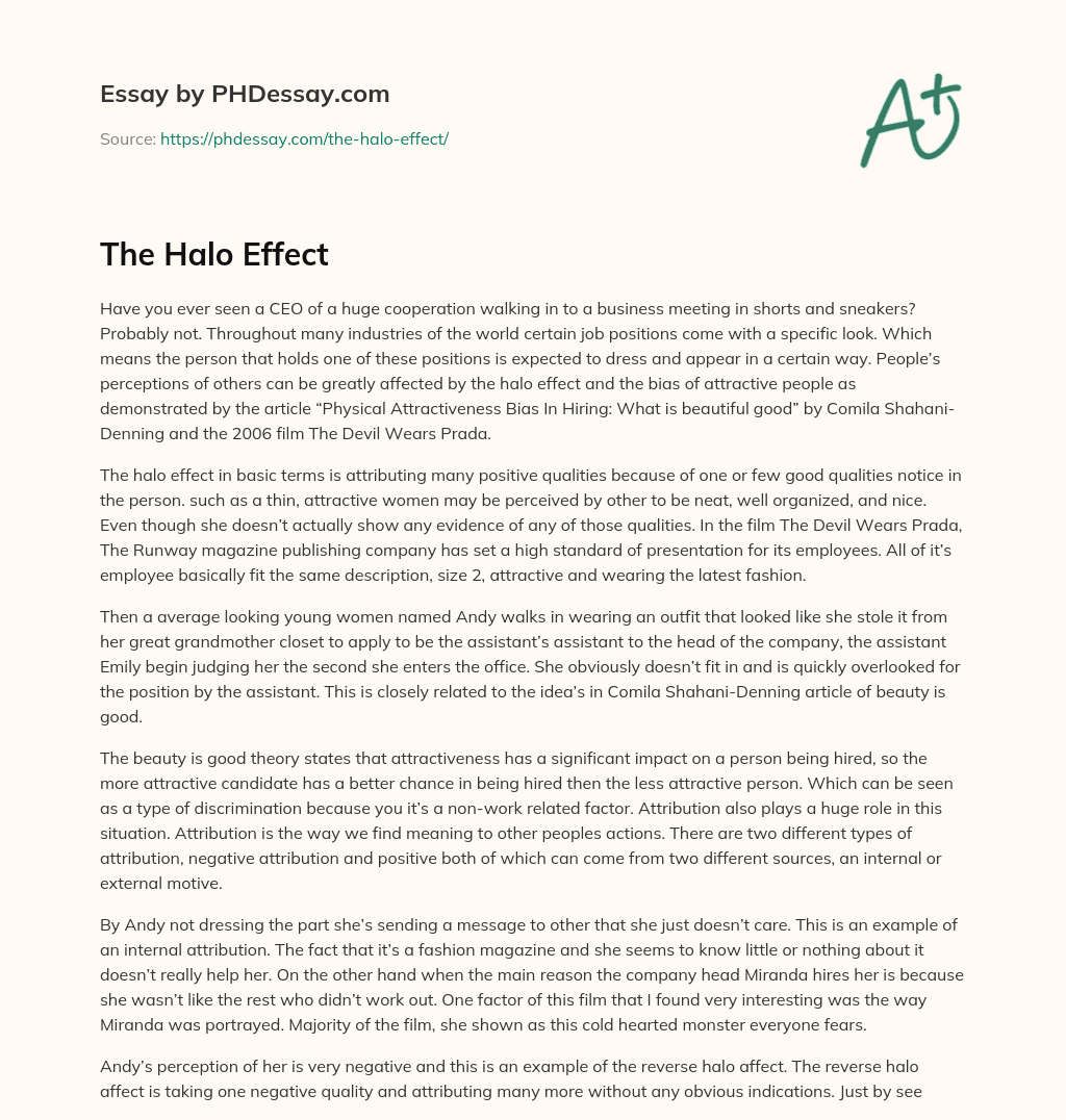 The Halo Effect essay