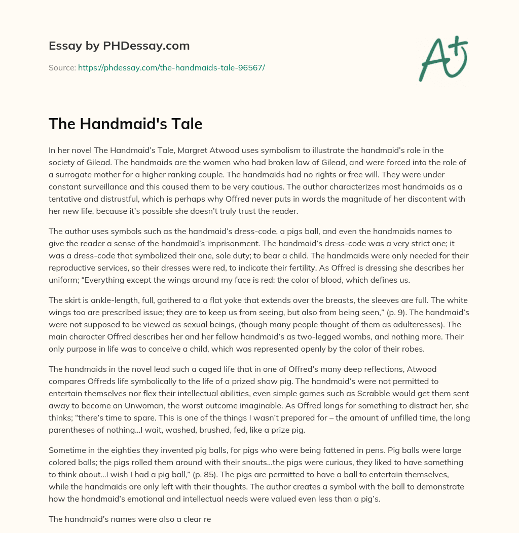 The Handmaid’s Tale essay