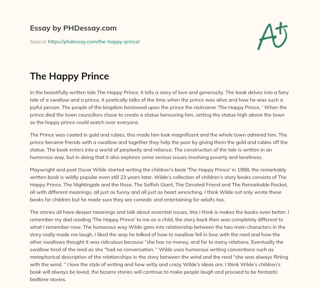 thesis statement of the happy prince
