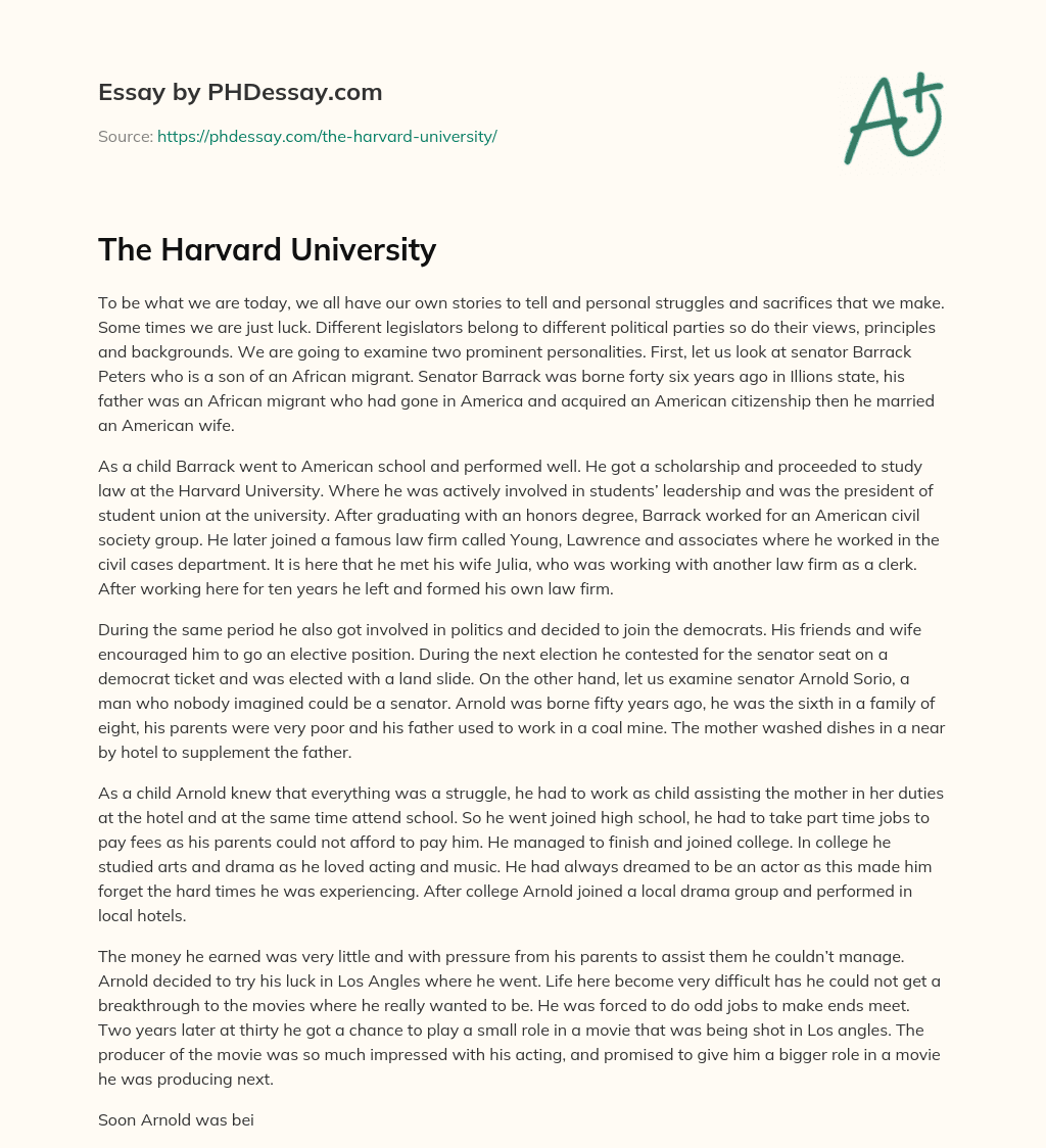 harvard university essay