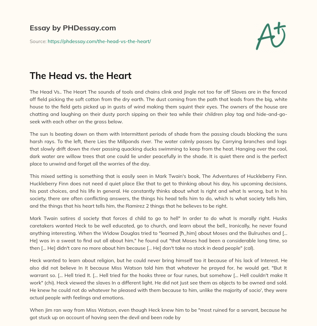 The Head vs. the Heart essay